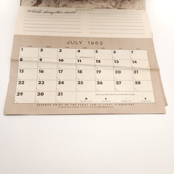 1962 Bernel Hollingsworth Boy Scout Complete Calendar Raton New Mexico - Picture 12 of 16